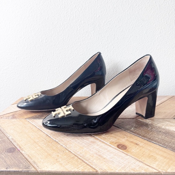 Tory Burch Shoes - Tory Burch Black Patent Leather Heels with Gold Accents